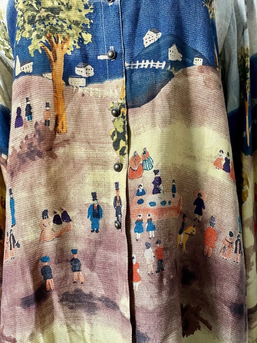 Vintage Platinum By Dorothy Schoelen Blouse Wearable Art Painting Print Small - Picture 5 of 14